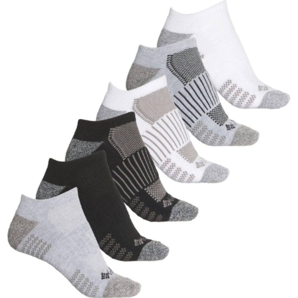 Columbia Low-Cut Athletic Socks in White, Gray, and Black (6-Pack)